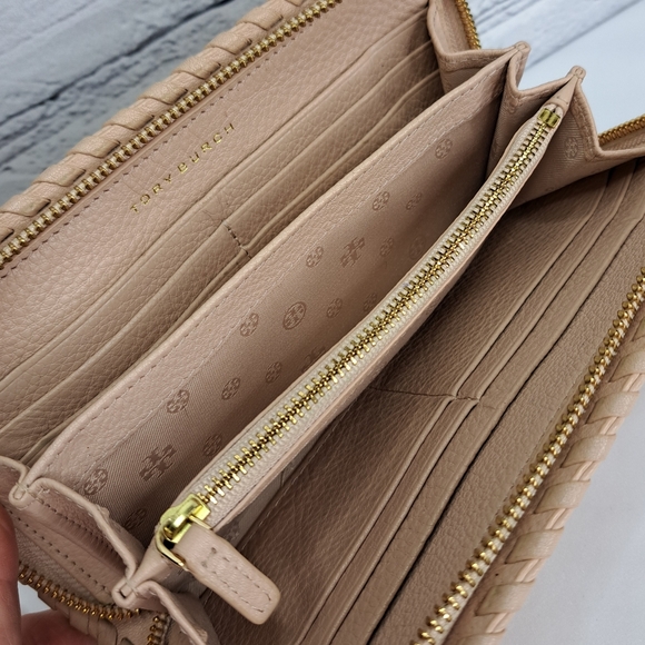 TORY BURCH MARION CONTINENTAL LEATHER WHIPSTITCH DETAIL WALLET & DUST BAG - Picture 8 of 16